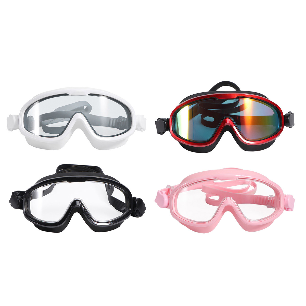 Goggles Swim - 曇り止め加工、防水仕様のスイミングゴーグル。白色、耐久性に優れたレンズ、厚手のシリコン製シール、装着が簡単、目の保護に最適。