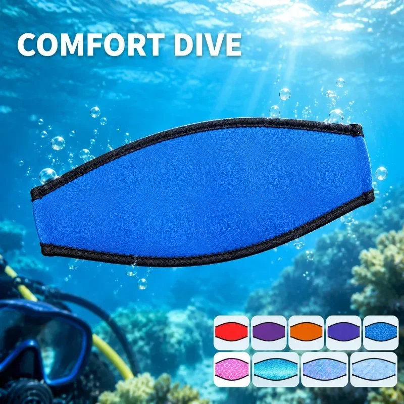 Diving Mask - ネオプレン製ダイビングマスクストラップカバー、シュノーケル用フェイスシールド、ヘアバンド、水泳用ヘア保護バンド、絡まり防止ヘッドバンド