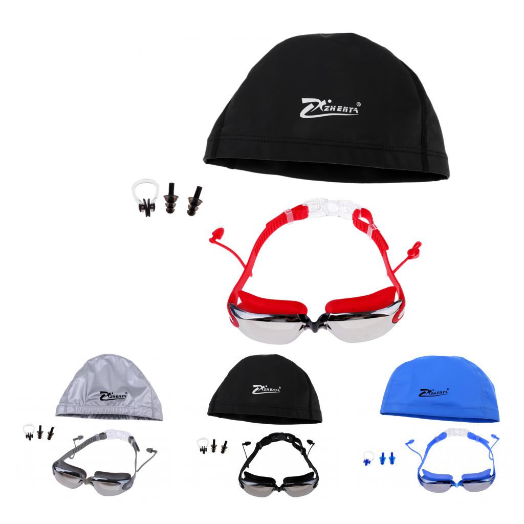 水泳用ゴーグル＋収納ケース＋水泳用帽子＋クリップ＋耳栓2個 - Goggles Swim のレビューと価格