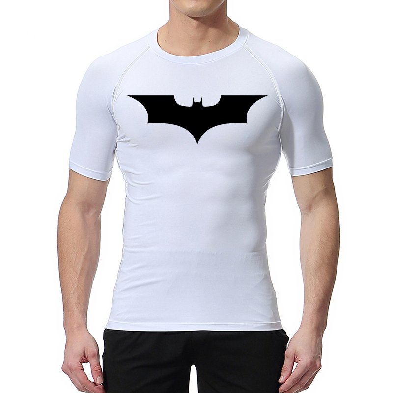 バットプリント圧縮シャツ男性夏半袖ラッシュガードジムトレーニ - Rash Guard のレビューと価格