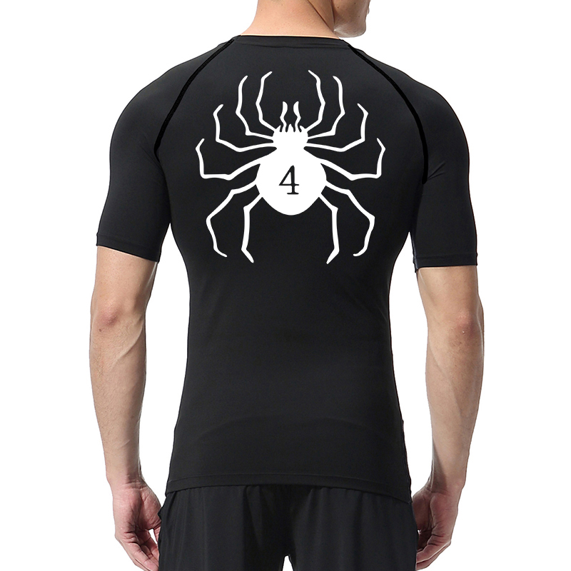 メンズアスレチック速乾性Tシャツ、スパイダープリント圧縮シャ - Rash Guard のレビューと価格